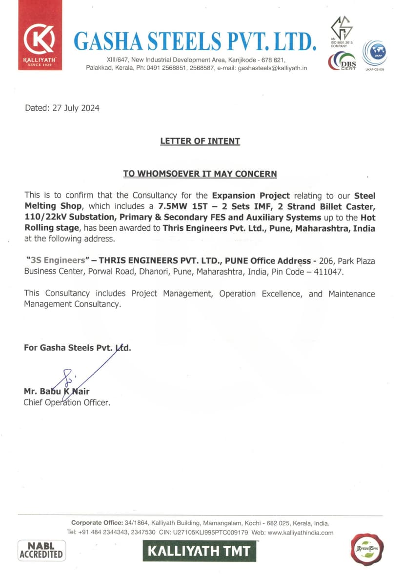 Letter of Intent by Gasha Steels