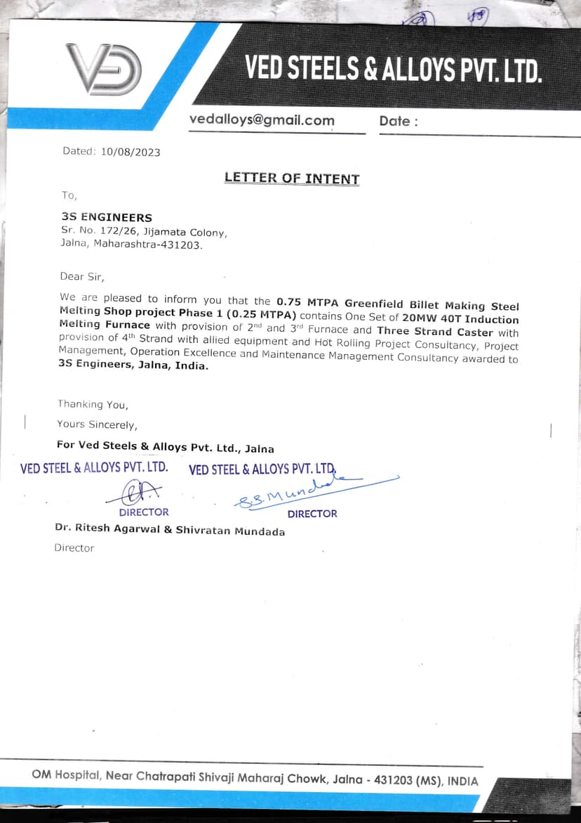 Letter of Intent by Ved